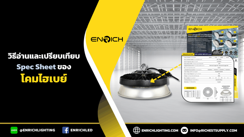 วิธีอ่านและเปรียบเทียบ spec sheet โคมไฮเบย์